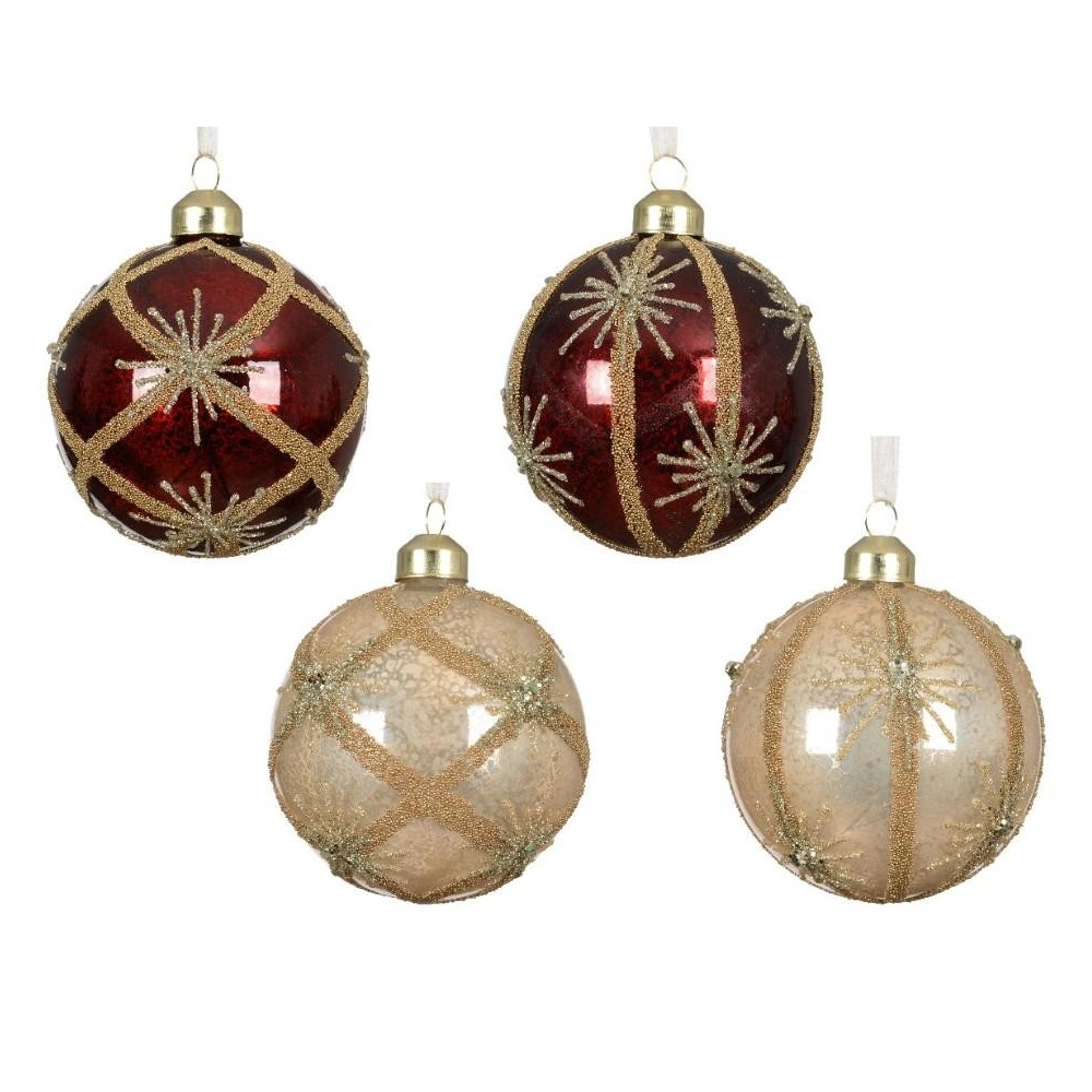 SFERA VETRO D.8CM. ROSSO CHAMPAGNE 4 ASSORTITI